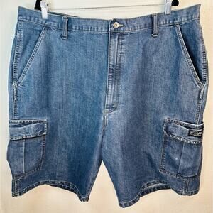 Vintage Wrangler Mens Jean Cargo Shorts Size 42 Blue Denim 9” Inseam
